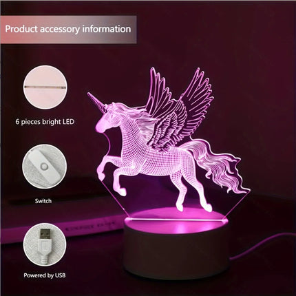 LED Night Light USB Pink Pegasus Unicorn Desk Lamp - Safe HID Light - LED Night Light - Mad Fly Essentials