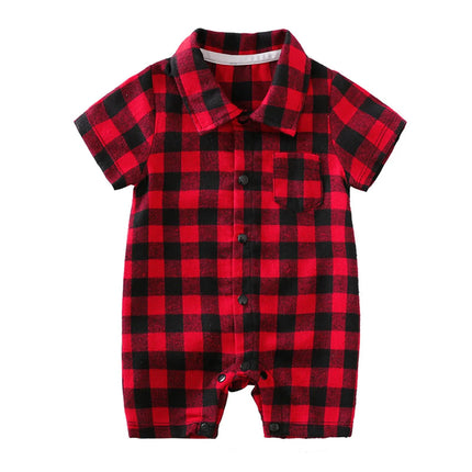 Baby Romper Boy Short Plaid Toddler Jumpsuit - Baby Romper - Prowow - Mad Fly Essentials