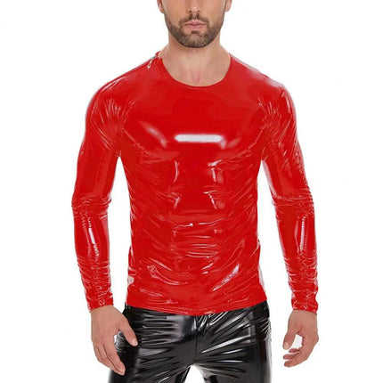 INS GOTH Leather Wear Wet Look Zipper Party Tops Mens Clubwear - Mad Fly Essentials
