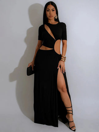 Party Dress Women Solid Asymmetrical Maxi Dress - Nice-Forever - Party Dress - Mad Fly Essentials