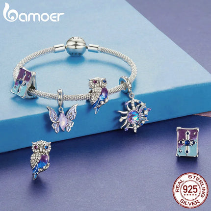Women 925 Sterling Silver Magic OWL Butterfly Charms