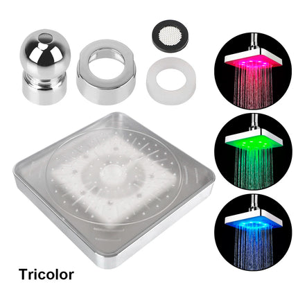 Shower Head Square Ultra-Quiet LED 3-Color Bathroom Decor - Shower Head - Biolomix - Mad Fly Essentials