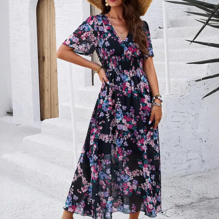 Party Dress Women V-Neck Long Sleeve Plus Dress - Party Dress - FJBK - Mad Fly Essentials