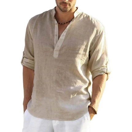 Men Solid Long Linen Casual Shirt - Mad Fly Essentials