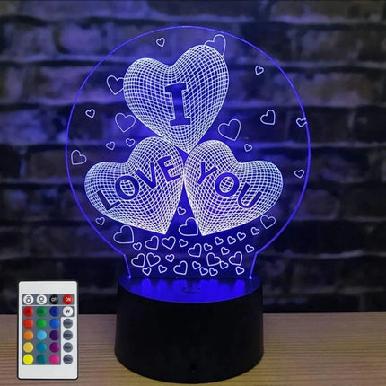7 / 16 Colored 3D Valentine's Heart Night Light