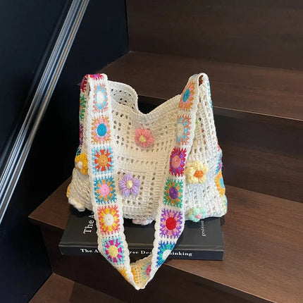 Handbag Women Boho Crochet Floral Beach Bags - Handbag - Crochet Bikini - Mad Fly Essentials
