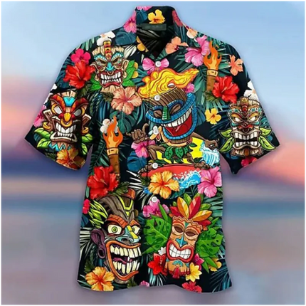 Men 3D Summer Hawaiian Mushroom Lapel Shirts