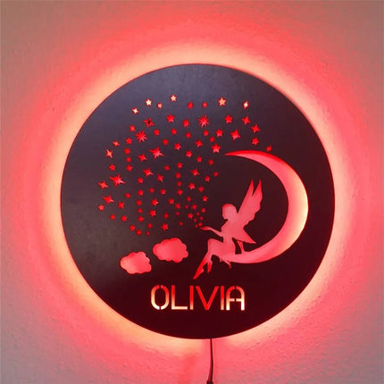 Personalized Fairy on the Moon LED Wall Lamp