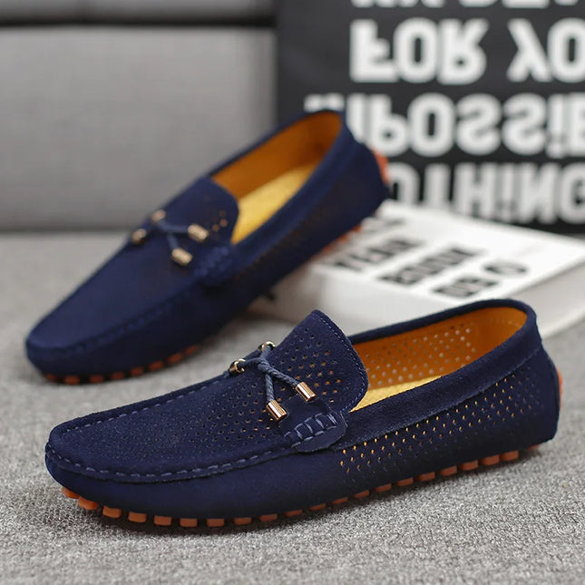 Flats Men Breathable Slip On Hollow Boat Loafers - Flats - M Anxiu - Mad Fly Essentials