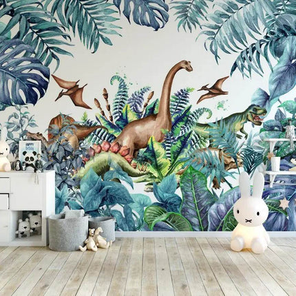 Custom 3D Dinosaur Forest Mural Wallpaper - Mad Fly Essentials