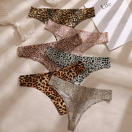 Women Low-Waist Leopard Silk G-String Underwear