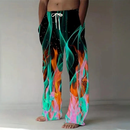 Pants Men Optical Illusion Flame Trousers - Pants - Ejuhaoti - Mad Fly Essentials