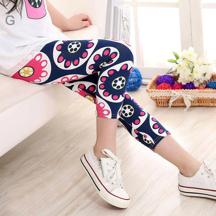 Baby Girls 3-10yo Cropped Floral Star Stretch Leggings - Kids Shop Mad Fly Essentials