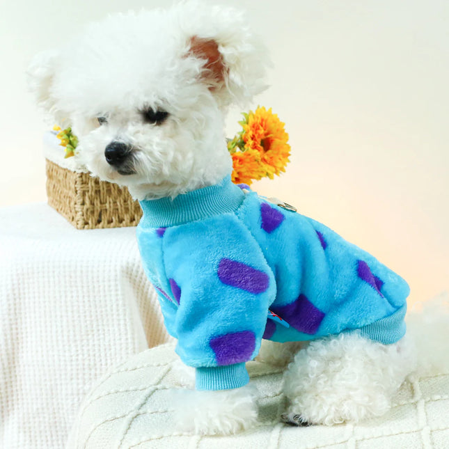 Pet Blue Polka-Dot Seasonal Plush Dog Sweater