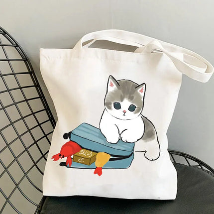 Asian Style Cat Animal Reusable Shopping Bag