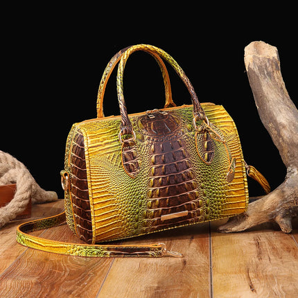 Handbag Women Crocodile Embossed Boston Satchel Bag - Handbag - Miescher Kora - Mad Fly Essentials