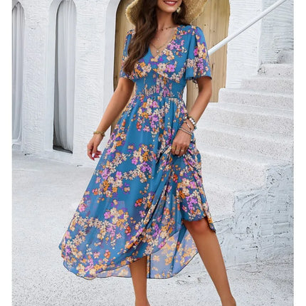 Party Dress Women V-Neck Long Sleeve Plus Dress - Party Dress - FJBK - Mad Fly Essentials