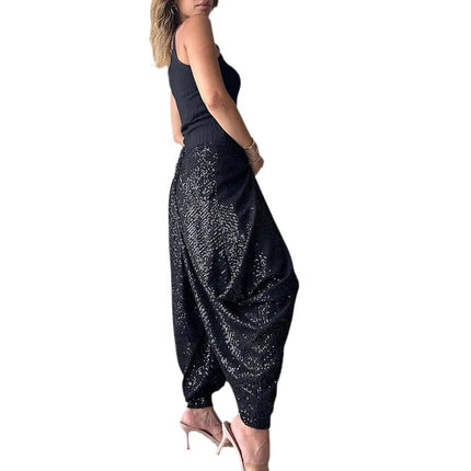 Harem Pants Women Sequin Drop Crotch Fashion Pants - Harem Pants - Eliza - Mad Fly Essentials