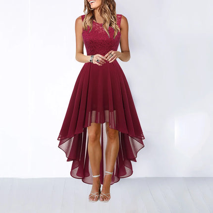 MIDI Dress Women Red Lace Chiffon Evening Dress - Midi Dress - Adogirl - Mad Fly Essentials
