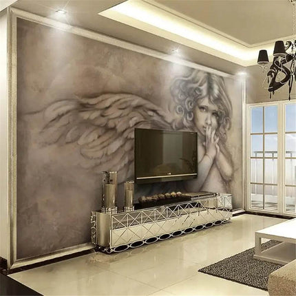 Custom Embossed Little Angel European Mural Wallpaper - Mad Fly Essentials