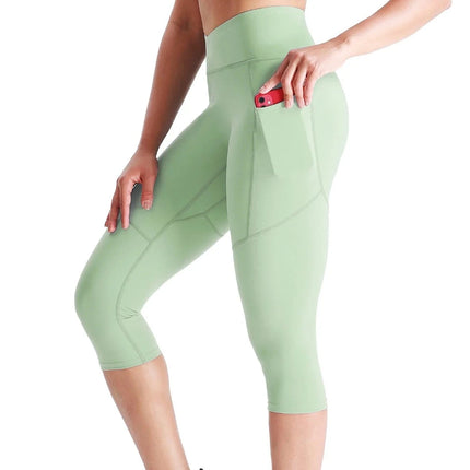 Women Tummy-Control High-Waist Pocket Solid Fitness Shorts