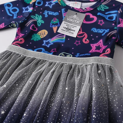 Tutu Dress Girl Long Gradient Silver Star Birthday Dress - Tutu Dress - Ogilvy Mather - Mad Fly Essentials