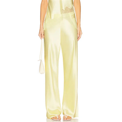 Dress Pants Women Wide Leg Solid Silk Office Trousers - Dress Pants - Sk - Mad Fly Essentials