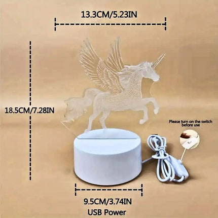 LED Night Light USB Pink Pegasus Unicorn Desk Lamp - Safe HID Light - LED Night Light - Mad Fly Essentials