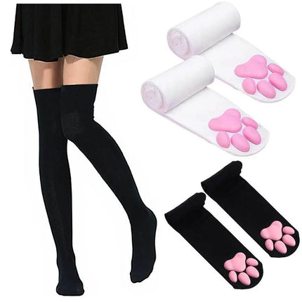 Women 3D Cat Paw Gloves High Socks - Mad Fly Essentials