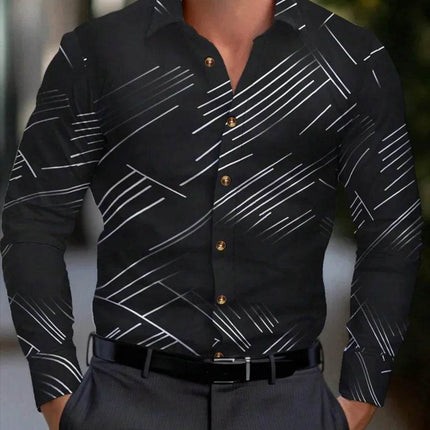 Men New Fashion Solid Long Formal Lapel Business Casual Dress Shirt - Mad Fly Essentials