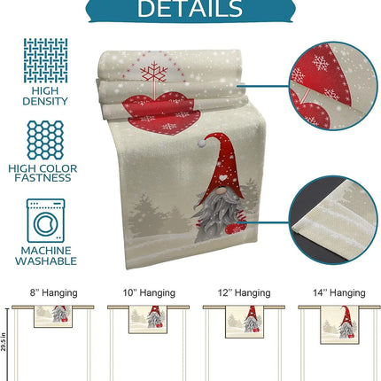 Christmas Snowflake Gnome Linen Table Runner - Home & Garden Mad Fly Essentials