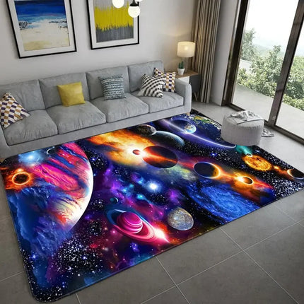Home 3D Planet Galaxy Living Room Rug