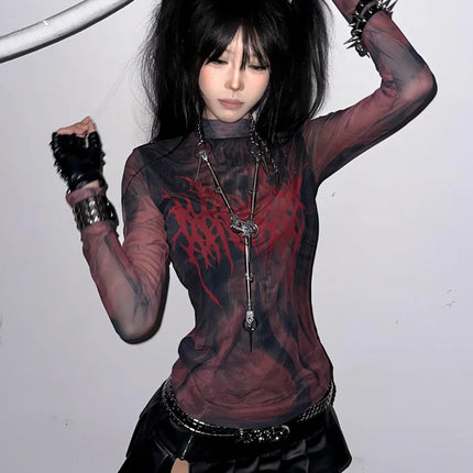 Women Shop Y2K Gothic Long Sleeve Streetwear Top - Women Shop - Showmirror - Mad Fly Essentials