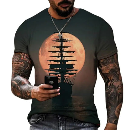 Men Vintage Pirate Crew-Neck 3D Summer Shirts