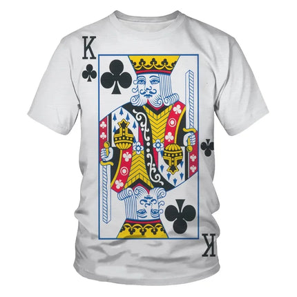 Men Retro 3D Poker Playing Card Party KING Tees