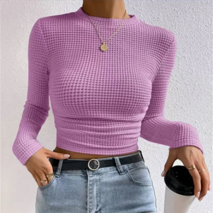 Crop Top Women Waffle Rib Bottoming Top - Crop Top - Werueruyu - Mad Fly Essentials