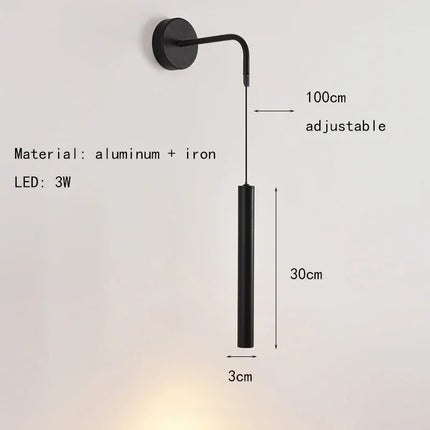 LED Wall Sconce Black Cylindrical Iron Wall Lamp - LED Wall Sconce - Khelse - Mad Fly Essentials