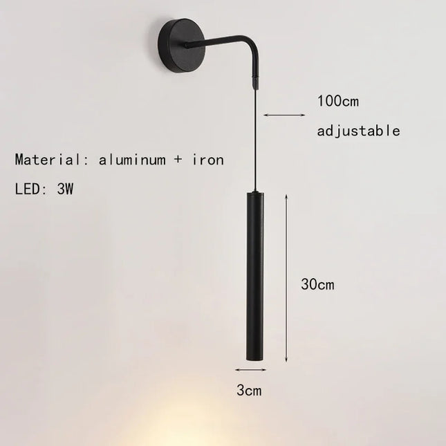 LED Wall Sconce Black Cylindrical Iron Wall Lamp - LED Wall Sconce - Khelse - Mad Fly Essentials