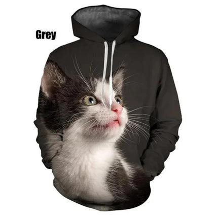 Hoodies Men Funny Animals 3D Cat Long Pullover - Hoodies - Heatboywade - Mad Fly Essentials
