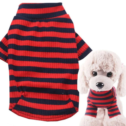 Pet Dog Winter Warm Plaid Striped Sweater