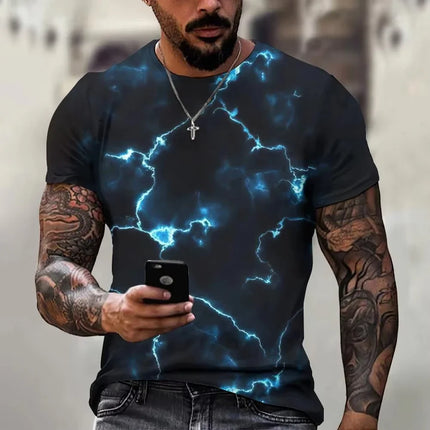 Shirt Men 3D Summer Fashion Lightning Tees - Shirt - Basic Gold Yao - Mad Fly Essentials