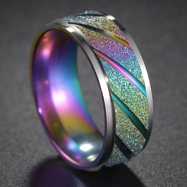 Men Irregular Purple Stainless Wedding Band Ring - Mad Fly Essentials