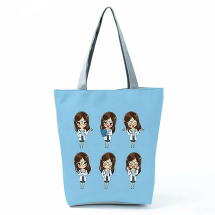 Women Cartoon Customized Dentist Nurse Tote Shoulder Bag - Women's Shop Mad Fly Essentials
