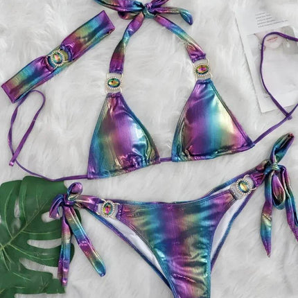 Women Halter Neon Pink Bandage 2pc Bikini Set - Mad Fly Essentials