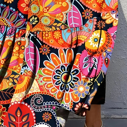 A - Line Dress Women European Floral Casual Dress - A-Line Dress - JIM & NORA - Mad Fly Essentials