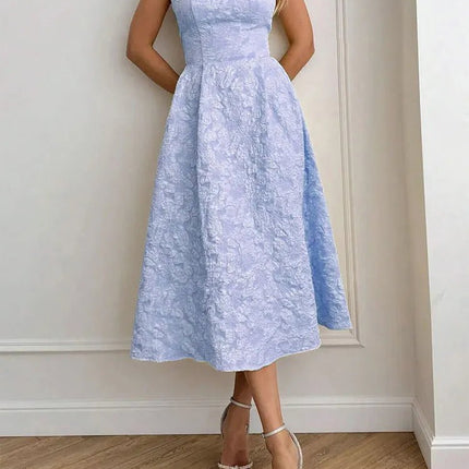 A - Line Dress Women Solid Low Chest Maxi Dress - A - Line Dress - JIM & NORA - Mad Fly Essentials