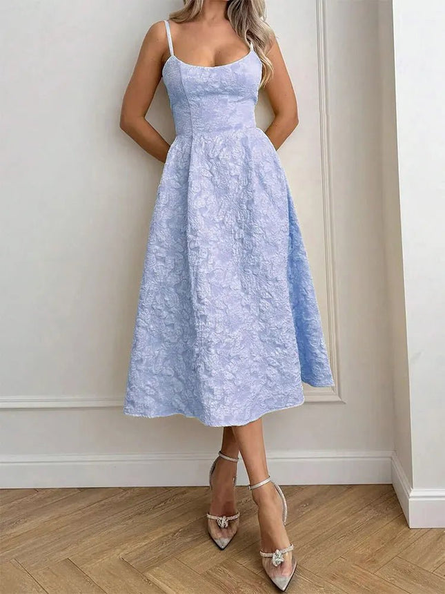 A - Line Dress Women Solid Low Chest Maxi Dress - A - Line Dress - JIM & NORA - Mad Fly Essentials