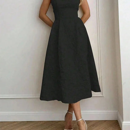 A - Line Dress Women Solid Low Chest Maxi Dress - A - Line Dress - JIM & NORA - Mad Fly Essentials