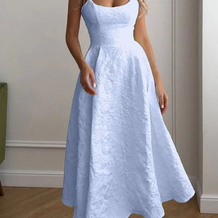 A - Line Dress Women Solid Low Chest Maxi Dress - A - Line Dress - JIM & NORA - Mad Fly Essentials