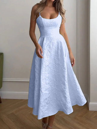 A - Line Dress Women Solid Low Chest Maxi Dress - A - Line Dress - JIM & NORA - Mad Fly Essentials